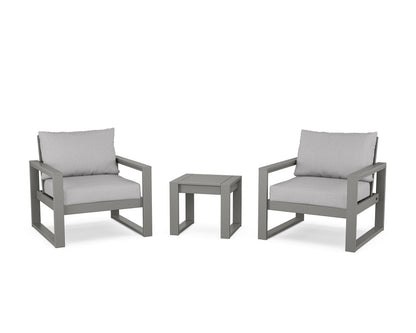 POLYWOOD® EDGE Sectional 3-Piece Deep Seating Set in Slate Grey / Granite