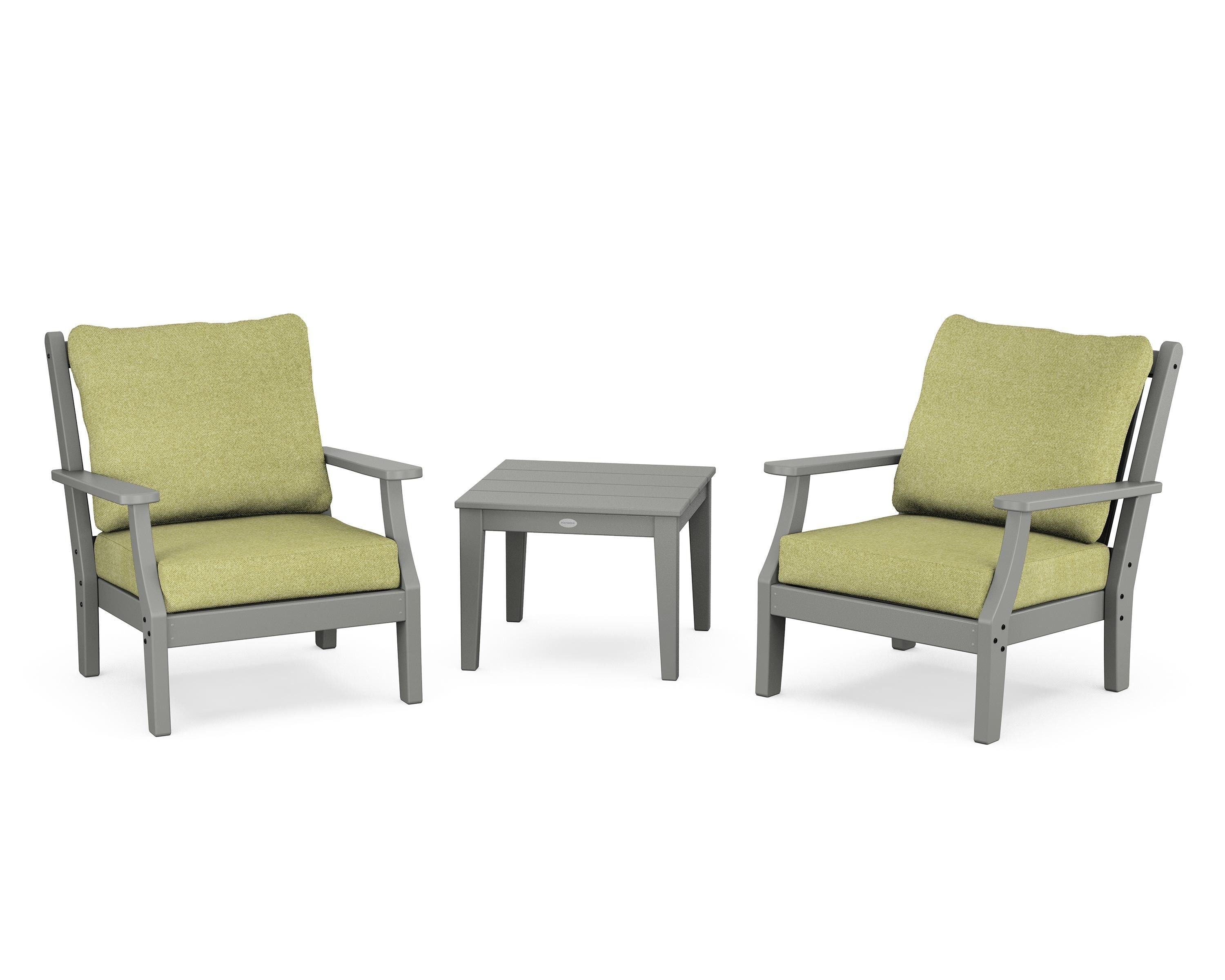 Country Living Wovendale 3-Piece Deep Seating Set in Slate Grey / Chartreuse Boucle