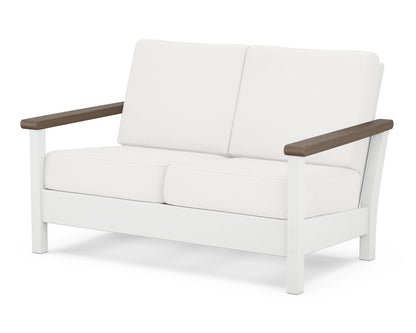 POLYWOOD® Harbour Deep Seating Loveseat in White / Kona / Natural Linen