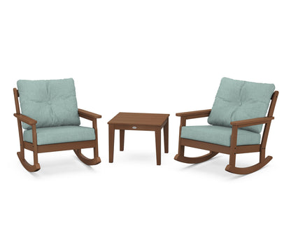 POLYWOOD® Vineyard 3-Piece Deep Seating Rocker Set in Teak / Glacier Spa