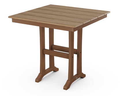 POLYWOOD® Farmhouse Trestle 37" Counter Table in Teak / Natural
