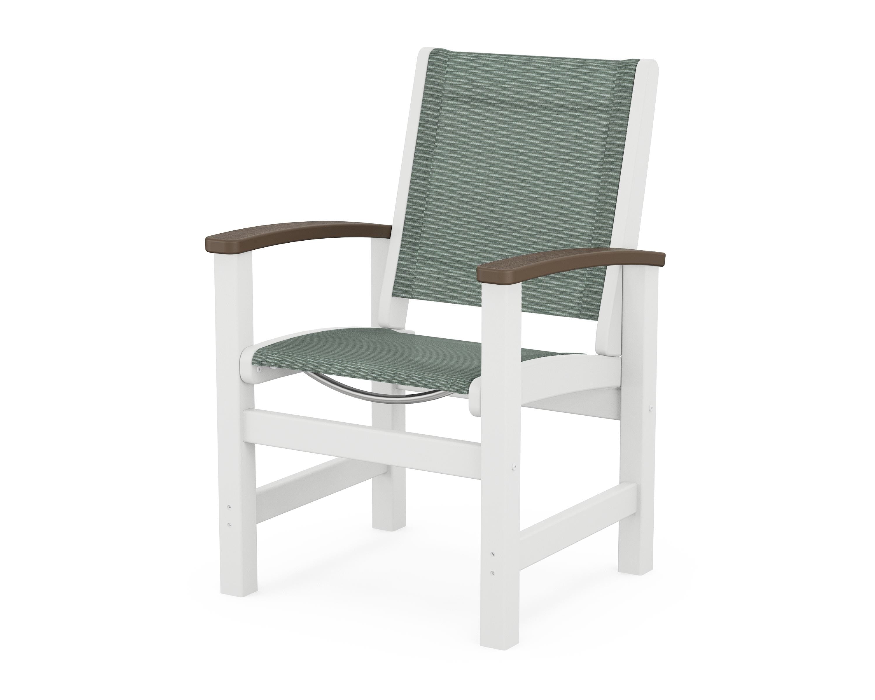 POLYWOOD® Coastal Dining Chair in White / Kona / Dupioni Sea Mist Sling