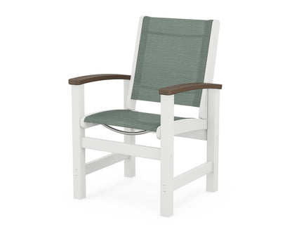 POLYWOOD® Coastal Dining Chair in White / Kona / Dupioni Sea Mist Sling