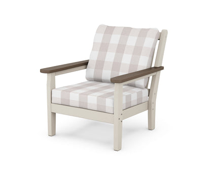 POLYWOOD® Chippendale Deep Seating Chair in Sand / Kona / Buffalo Plaid Dune Burlap