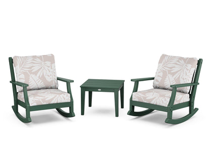 Country Living Wovendale 3-Piece Deep Seating Rocker Set in Green / Leaf Dune Burlap