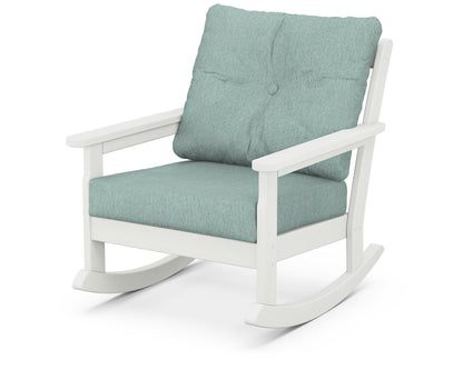 POLYWOOD® Vineyard Deep Seating Rocking Chair in Vintage White / Glacier Spa