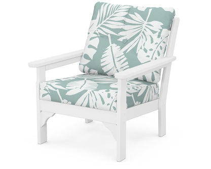 POLYWOOD® Vineyard Deep Seating Chair in White / Leaf Glacier Spa