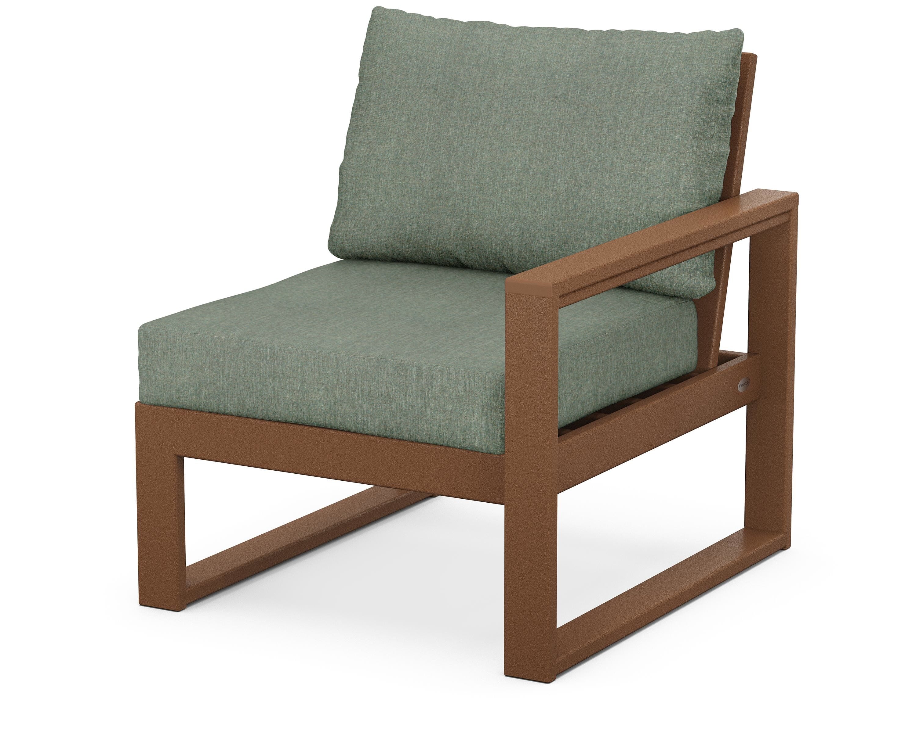 POLYWOOD® EDGE Modular Right Arm Chair in Teak / Cast Sage