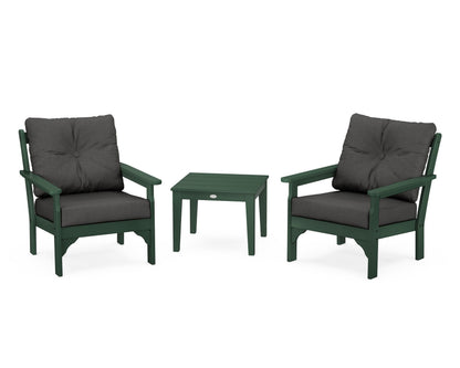 POLYWOOD® Vineyard 3-Piece Deep Seating Set in Green / Spectrum Carbon