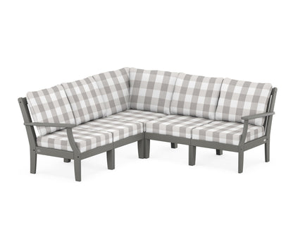 POLYWOOD® Braxton Modular 5-Piece Deep Seating Set in Slate Grey / Buffalo Plaid Grey Mist
