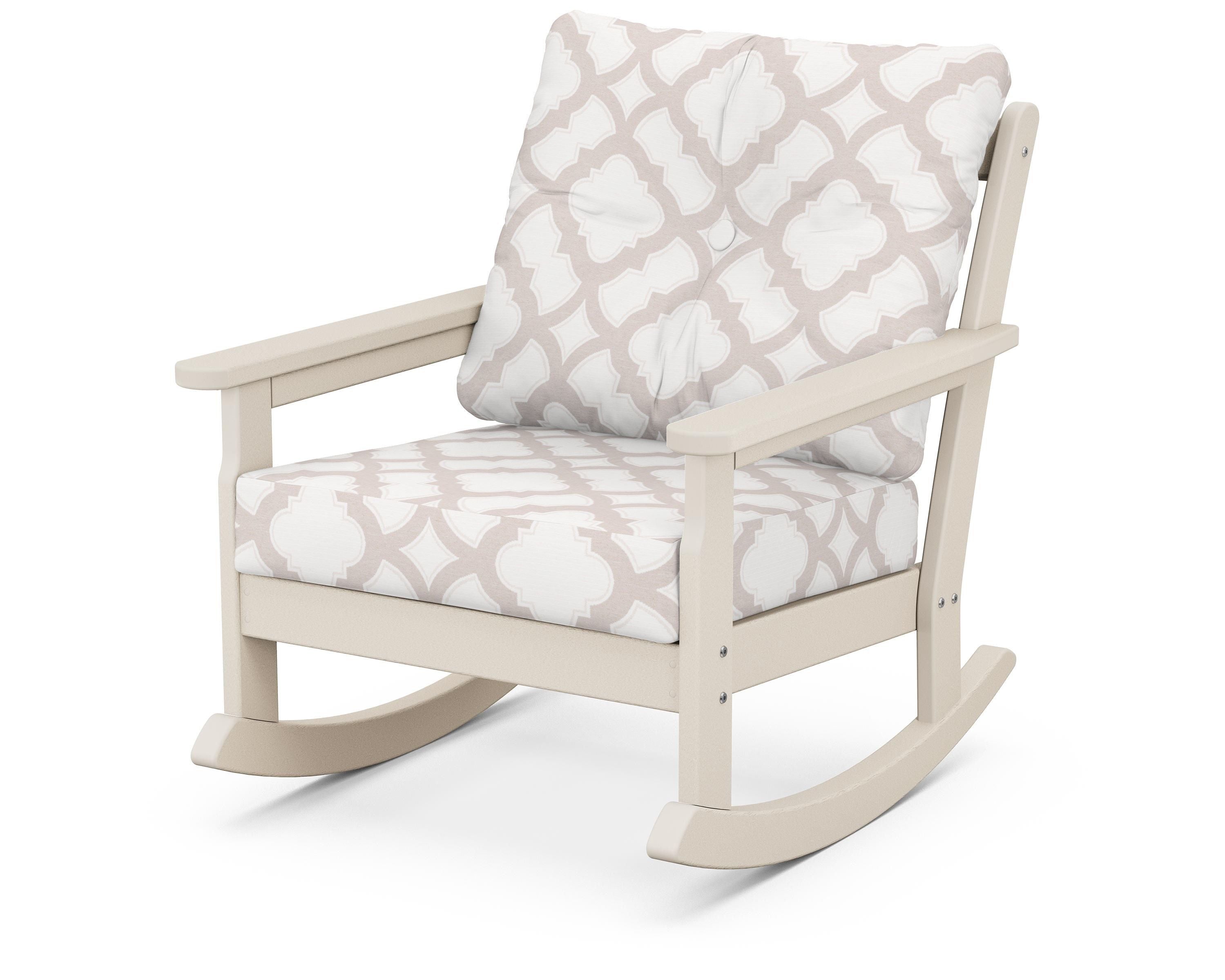 POLYWOOD® Vineyard Deep Seating Rocking Chair in Sand / Trellis Dune Burlap