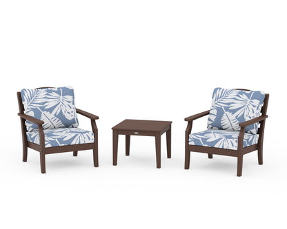 Draper James™ by  POLYWOOD® Savannah 3-Piece Deep Seating Set in Mahogany / Leaf Sky Blue