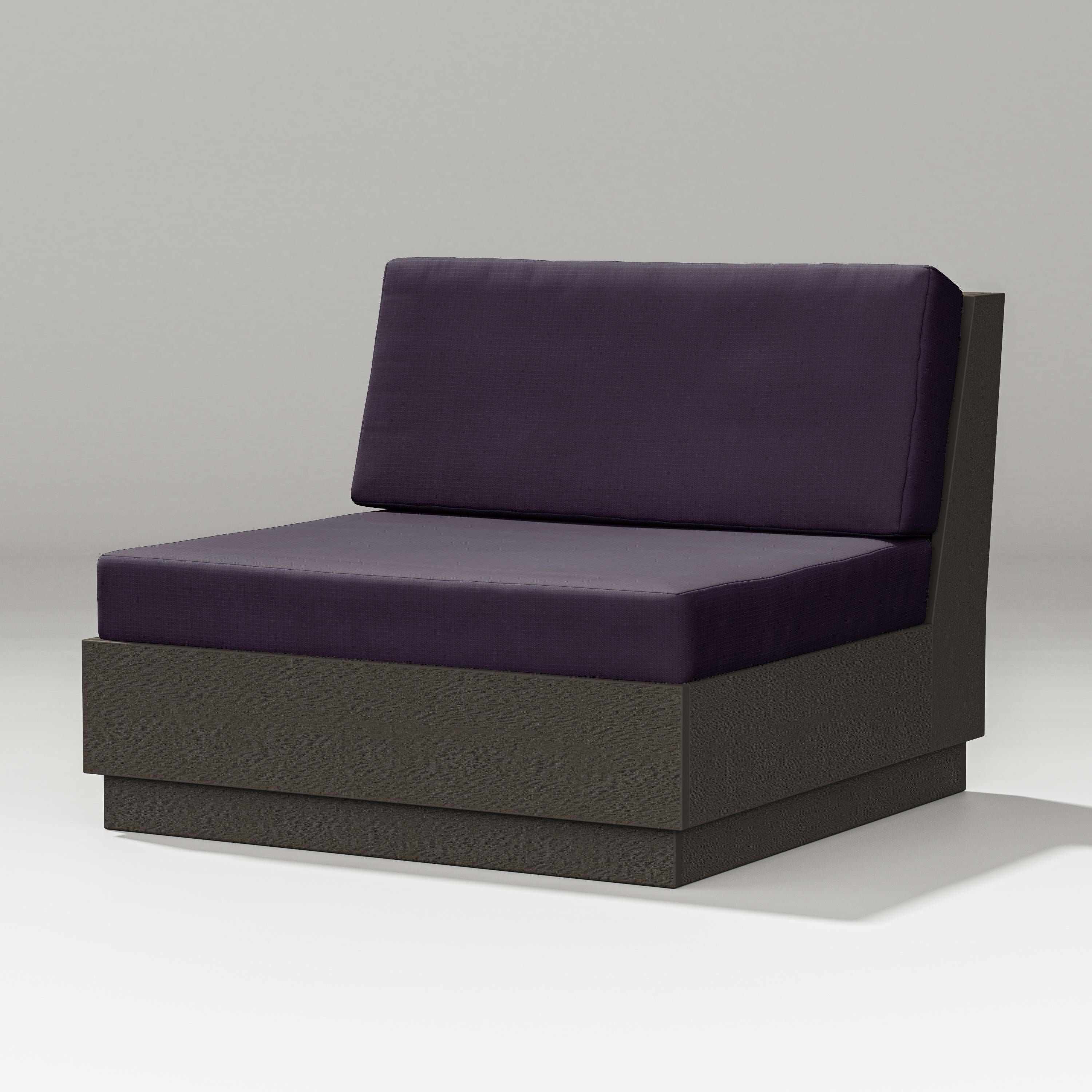 PW Designer Series Elevate Modular Armless Chair in Vintage Coffee / Navy Linen