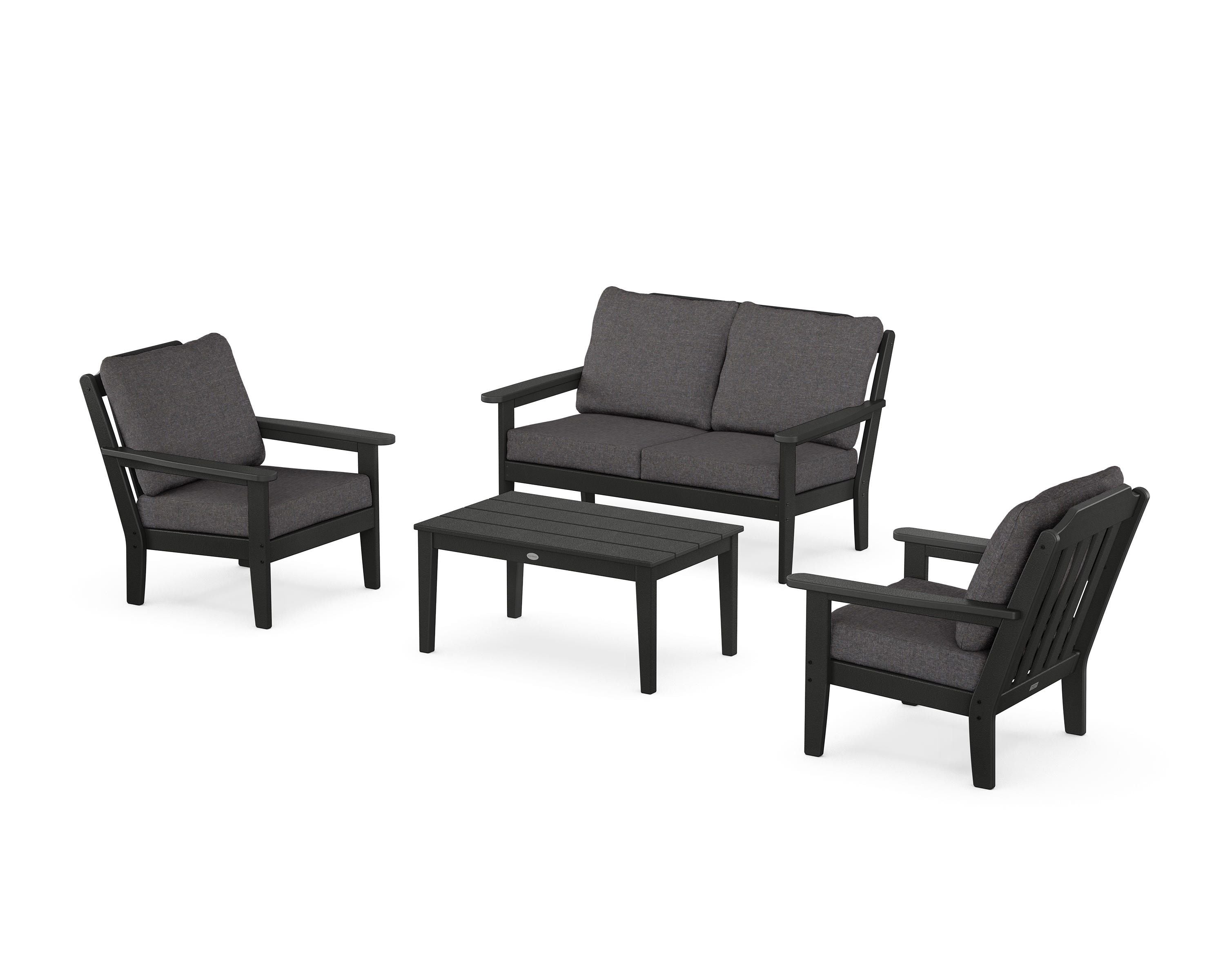 Country Living Cottage 4-Piece Deep Seating Set with Loveseat in Black / Ash Charcoal