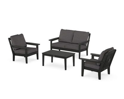 Country Living Cottage 4-Piece Deep Seating Set with Loveseat in Black / Ash Charcoal