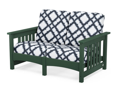 POLYWOOD® Club Mission Loveseat in Green / Trellis Marine Indigo