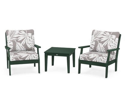 POLYWOOD® Braxton 3-Piece Deep Seating Set in Green / Leaf Grey Mist