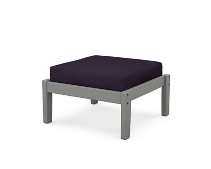 Unbranded Deep Seating Ottoman in Slate Grey / Navy Linen