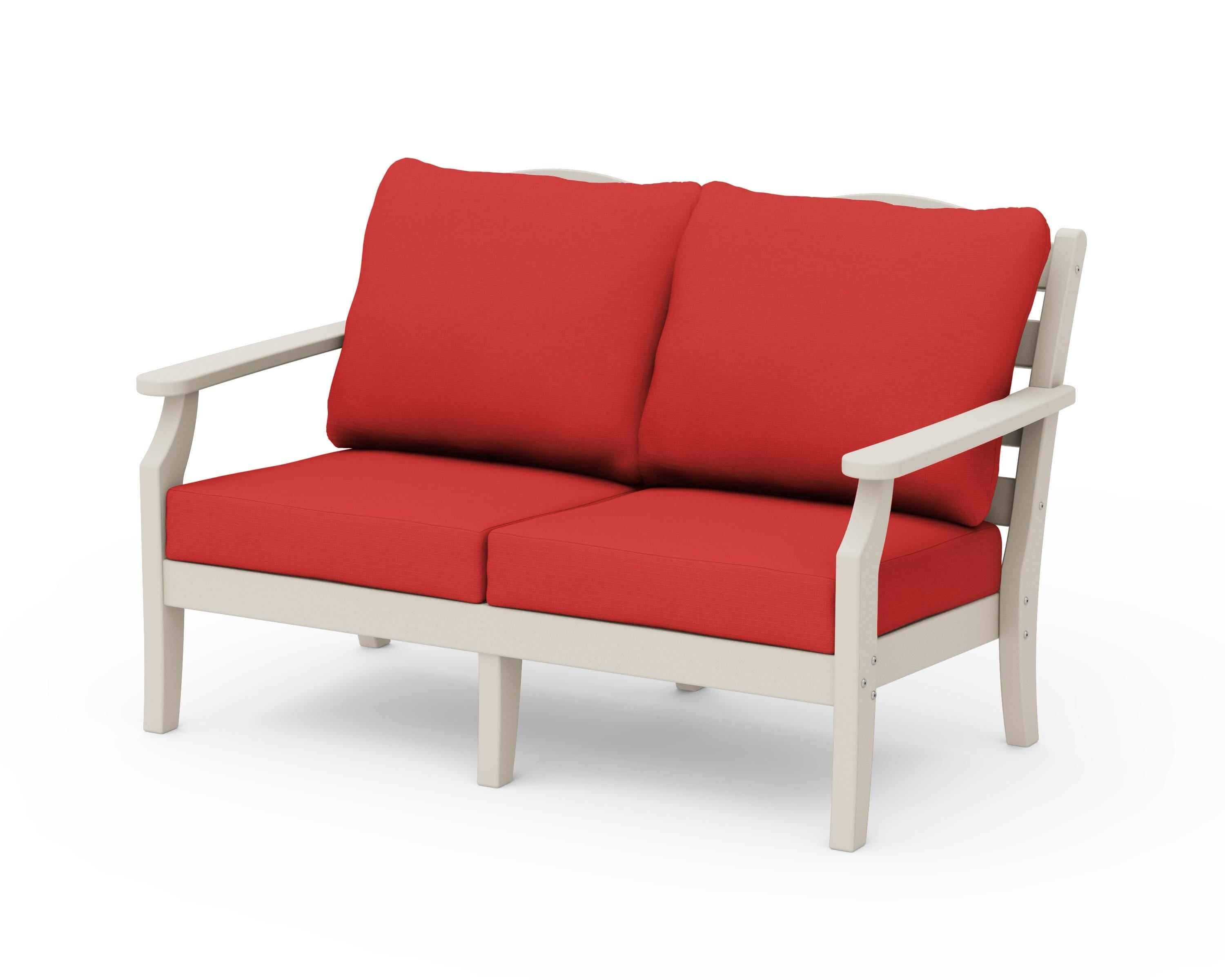 Draper James™ by  POLYWOOD® Savannah Deep Seating Loveseat in Sand / Crimson Linen