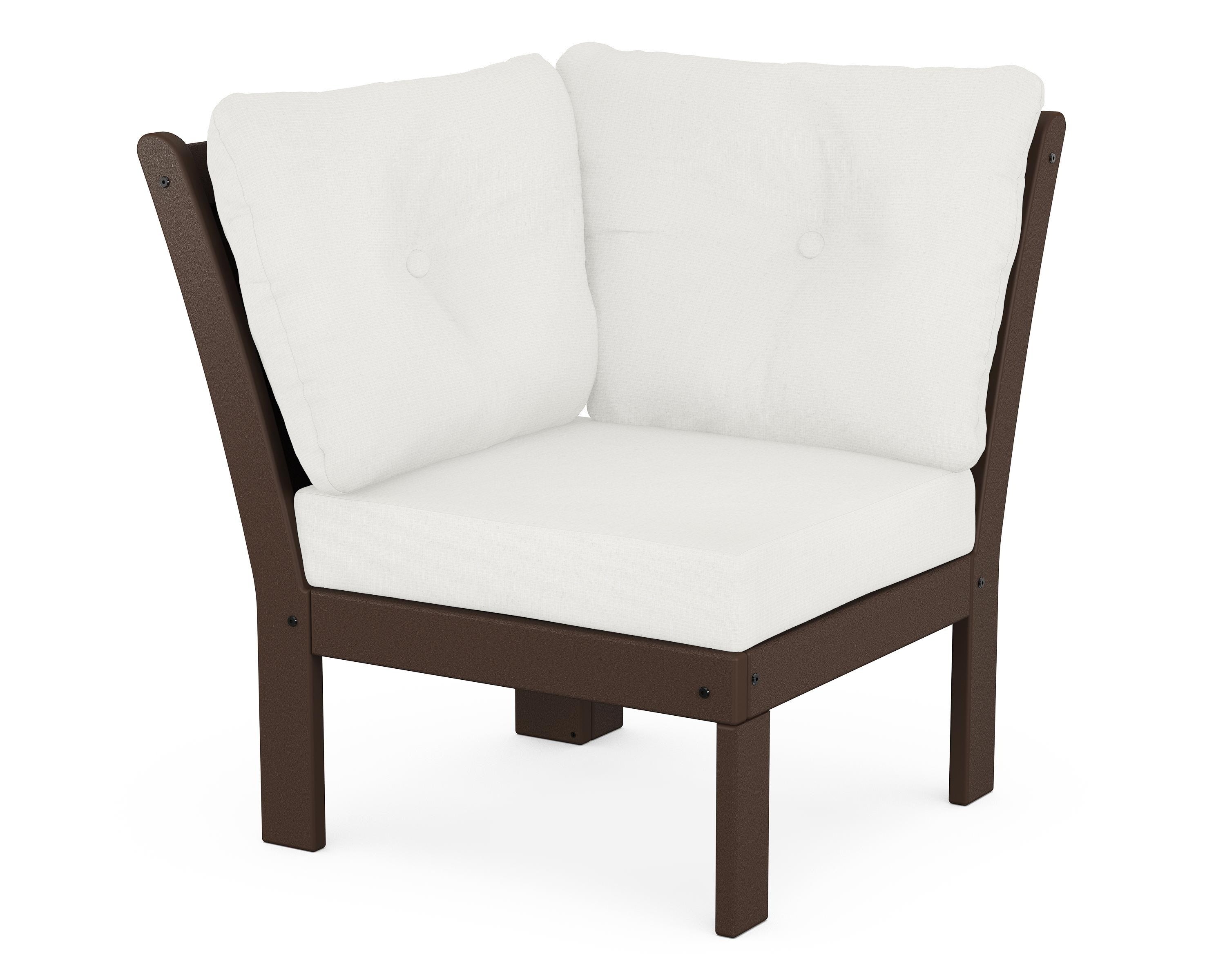 POLYWOOD® Vineyard Modular Corner Chair in Mahogany / Natural Linen