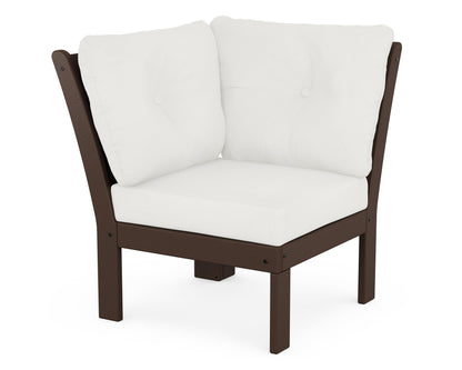 POLYWOOD® Vineyard Modular Corner Chair in Mahogany / Natural Linen