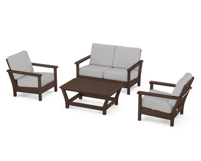 POLYWOOD® Harbour 4-Piece Deep Seating Set in Mahogany / Granite