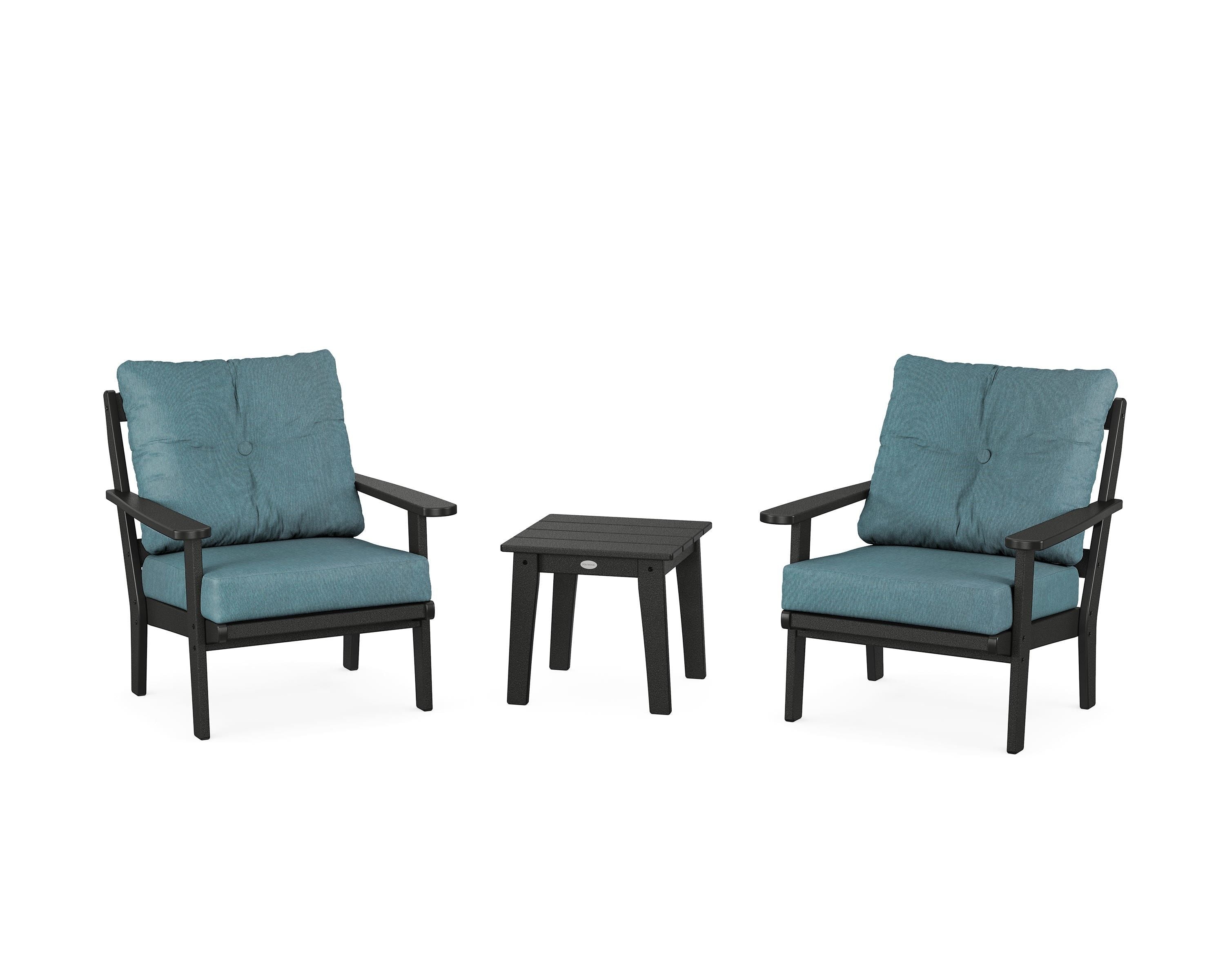POLYWOOD® Mission 3-Piece Deep Seating Set in Black / Ocean Teal