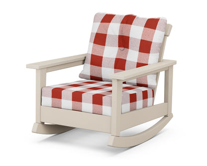 POLYWOOD® Prescott Deep Seating Rocking Chair in Sand / Buffalo Plaid Crimson