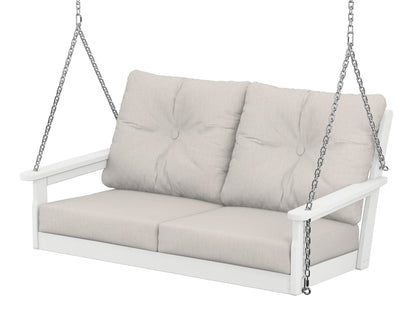 POLYWOOD® Vineyard Deep Seating Swing in White / Cast Ash