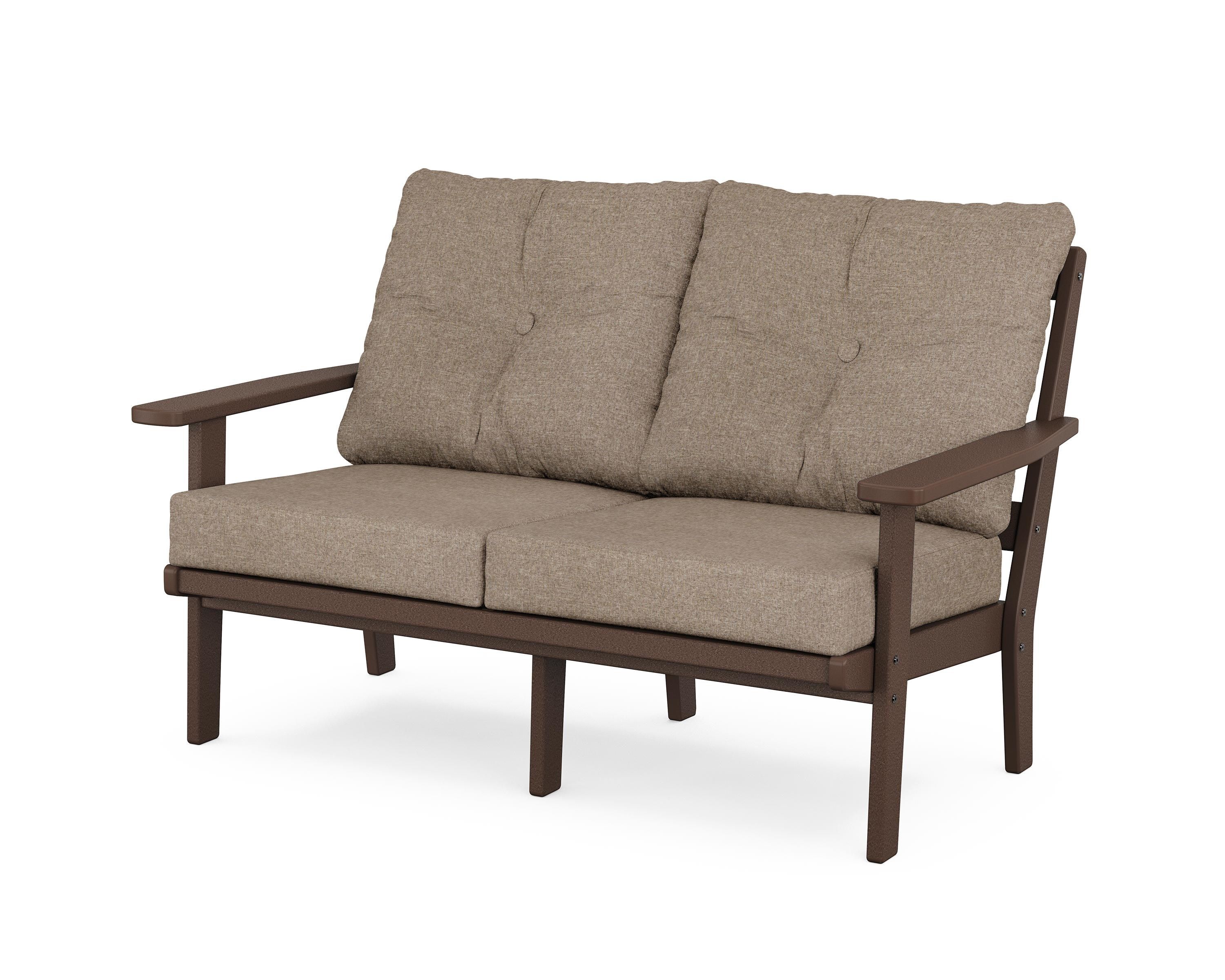 POLYWOOD® Prairie Deep Seating Loveseat in Mahogany / Spiced Burlap