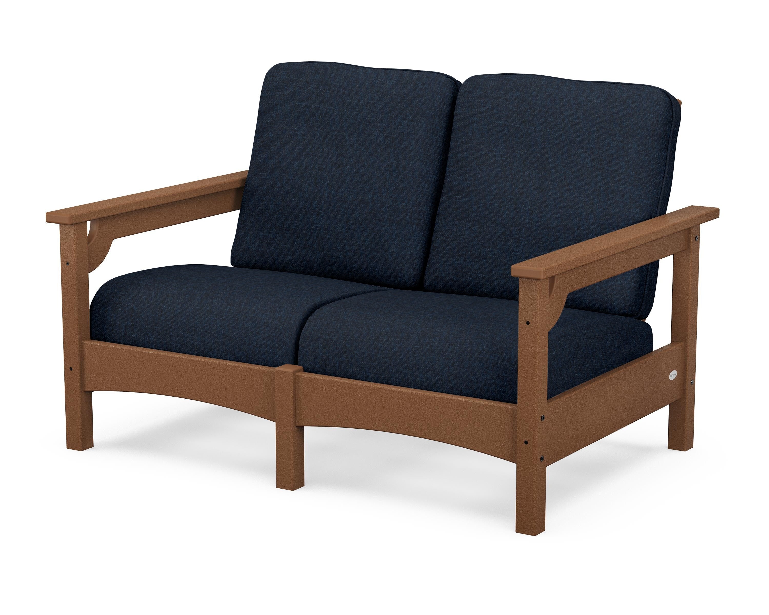 POLYWOOD® Club Loveseat in Teak / Marine Indigo