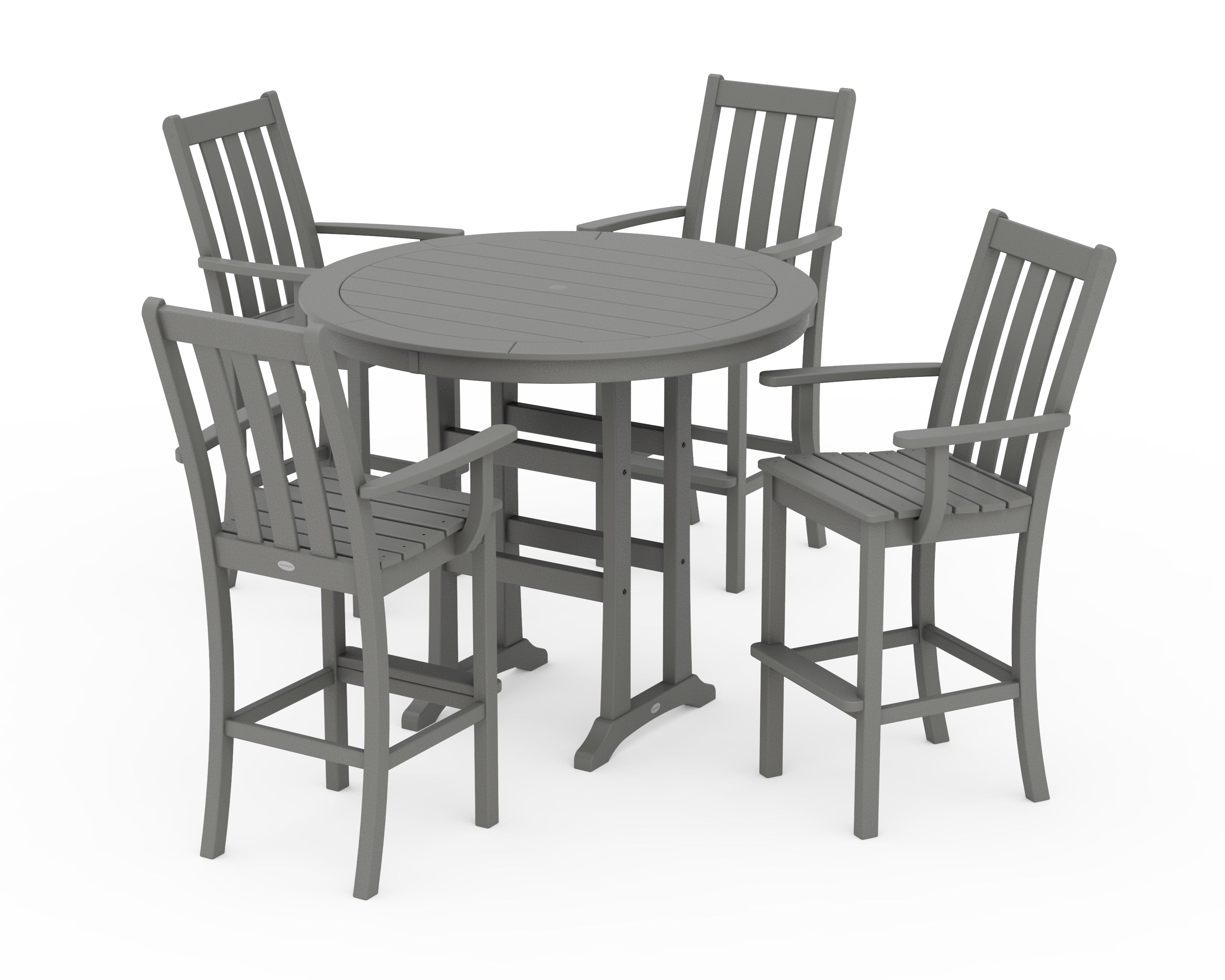 POLYWOOD® Vineyard 5-Piece Round Bar Set in Slate Grey