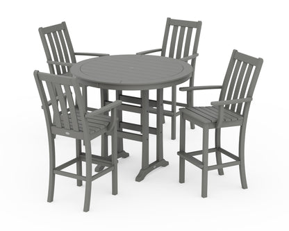 POLYWOOD® Vineyard 5-Piece Round Bar Set in Slate Grey