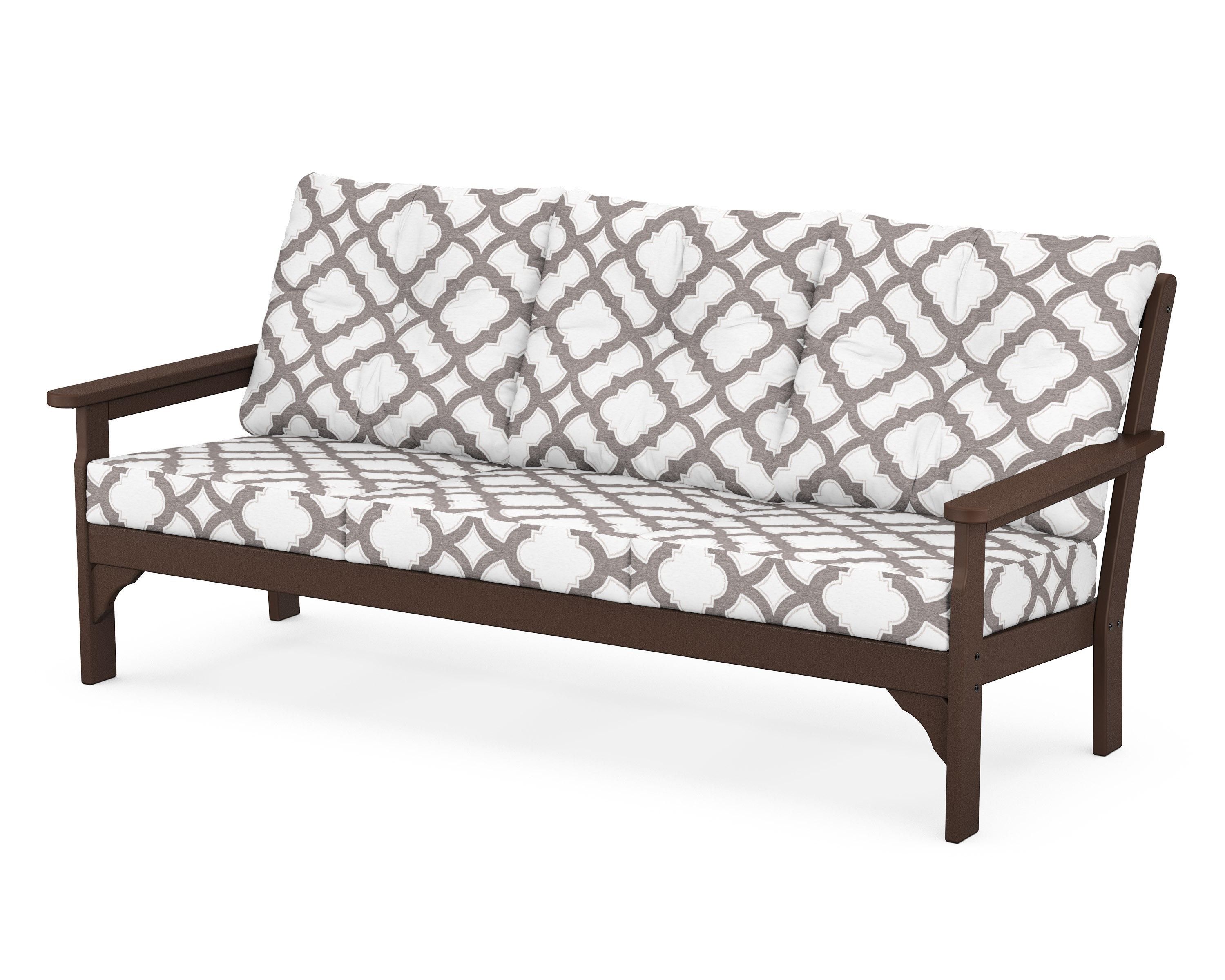 POLYWOOD® Vineyard Deep Seating Sofa in Mahogany / Trellis Grey Mist