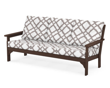 POLYWOOD® Vineyard Deep Seating Sofa in Mahogany / Trellis Grey Mist