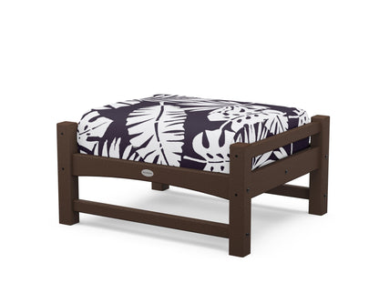POLYWOOD® Club Ottoman in Mahogany / Leaf Navy