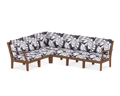 POLYWOOD® Braxton Modular 6-Piece Deep Seating Set in Teak / Leaf Navy