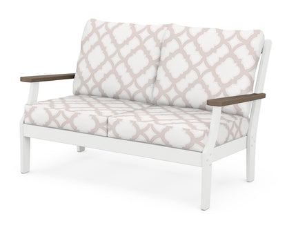POLYWOOD® Braxton Deep Seating Loveseat in White / Kona / Trellis Dune Burlap
