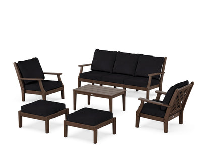 Country Living Wovendale 6-Piece Lounge Sofa Set in Mahogany / Midnight Linen