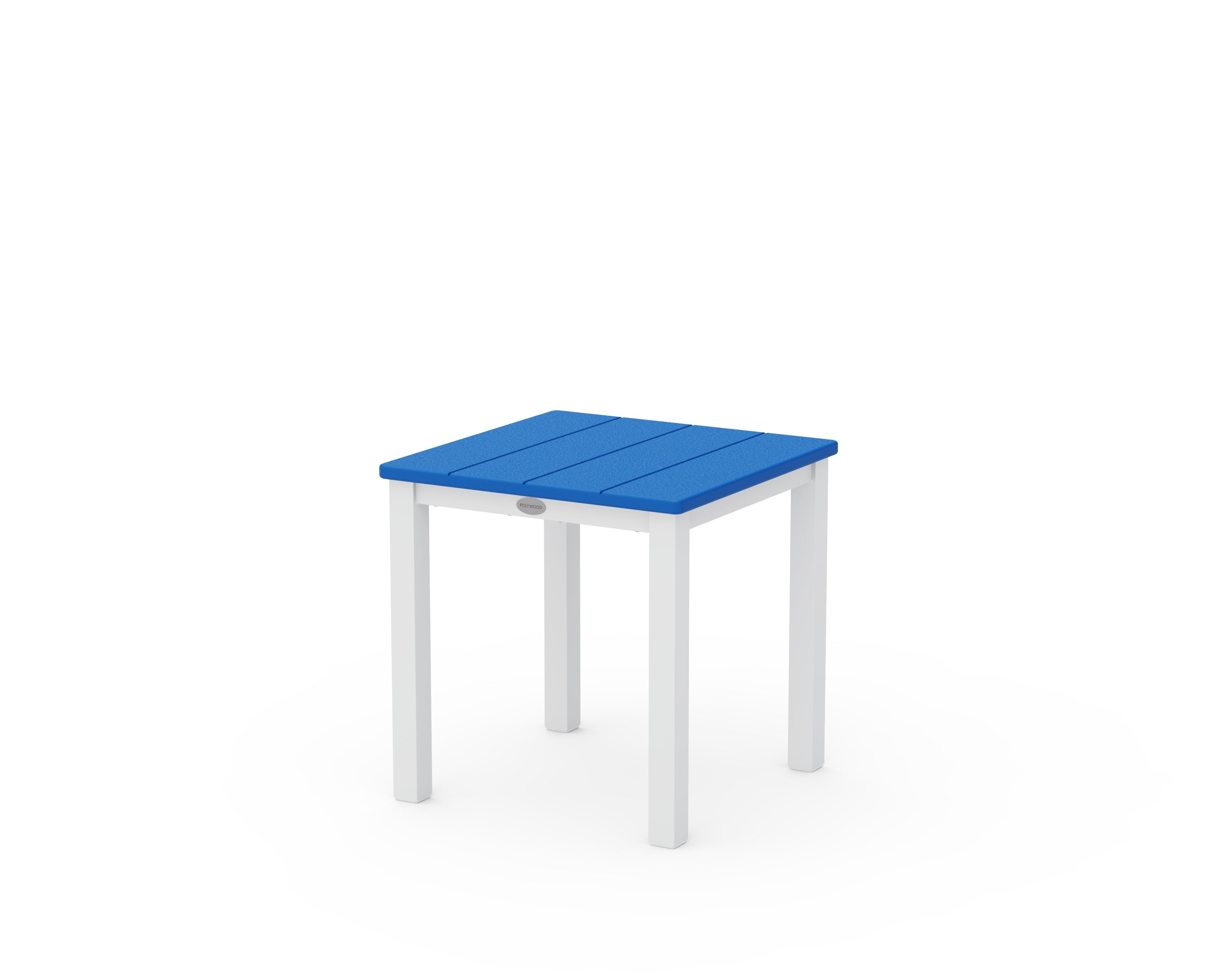 POLYWOOD® Main Street 18" Side Table in White / Pacific Blue