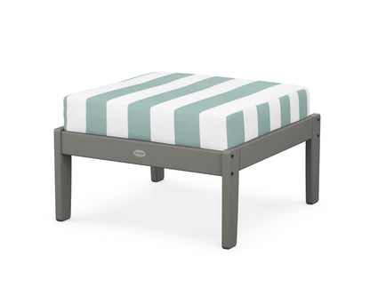 POLYWOOD® Braxton Deep Seating Ottoman in Slate Grey / Cabana Stripe Glacier Spa