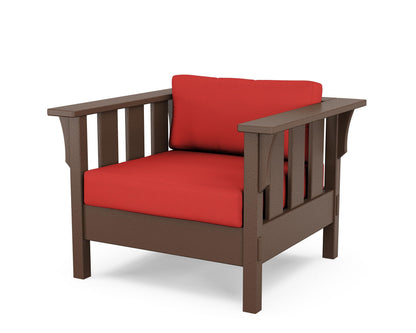 Martha Stewart by POLYWOOD® Acadia Deep Seating Chair in Mahogany / Crimson Linen