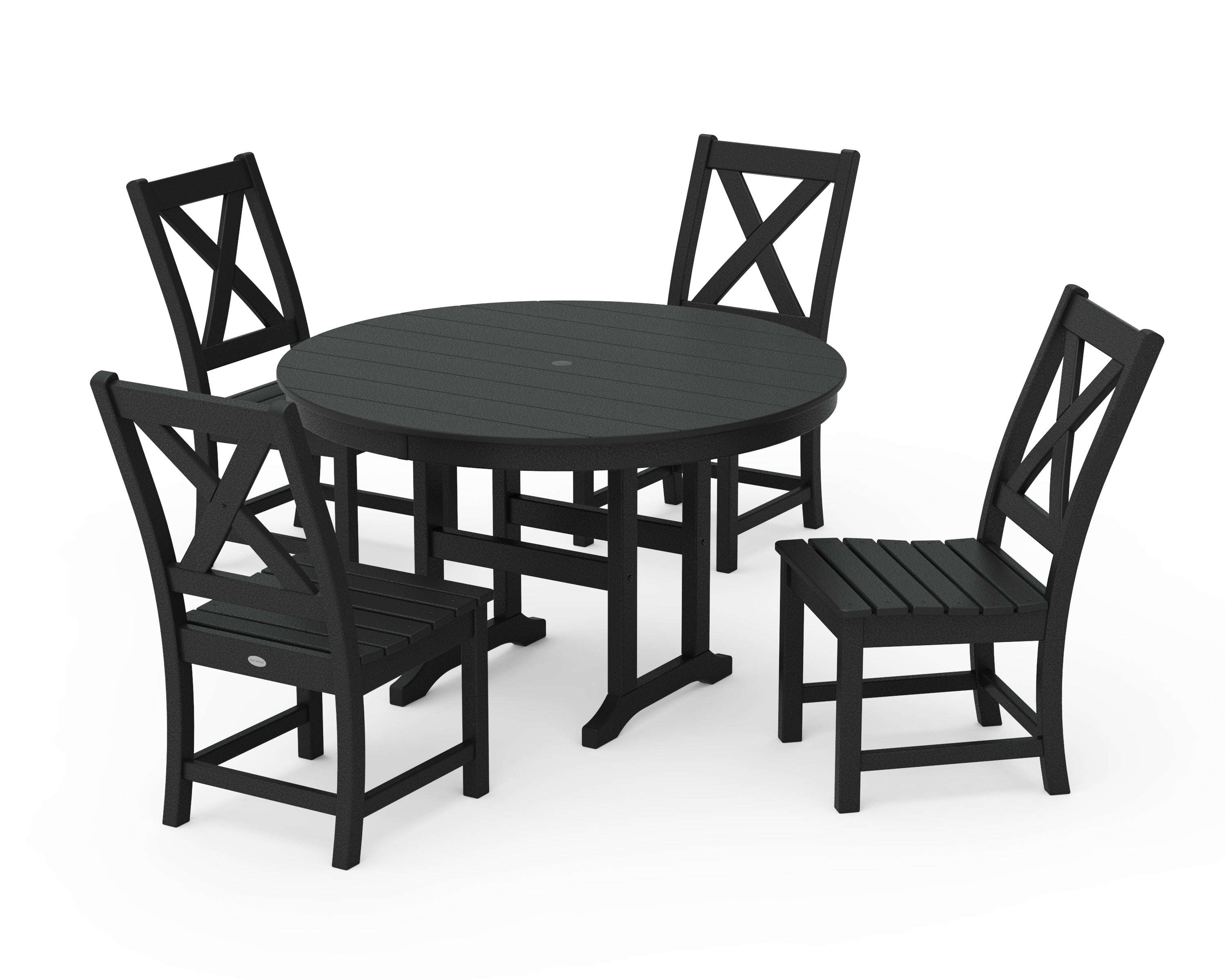 POLYWOOD® Braxton Side Chair 5-Piece Round Dining Set in Black