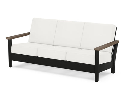 POLYWOOD® Harbour Deep Seating Sofa in Black / Kona / Natural Linen
