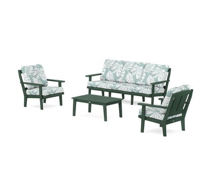POLYWOOD® Mission 4-Piece Deep Seating Set with Sofa in Green / Leaf Glacier Spa