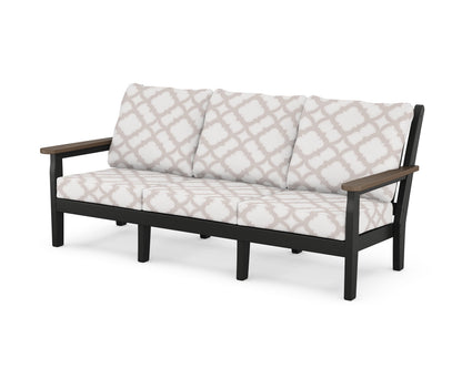 POLYWOOD® Chippendale Deep Seating Sofa in Black / Kona / Trellis Dune Burlap