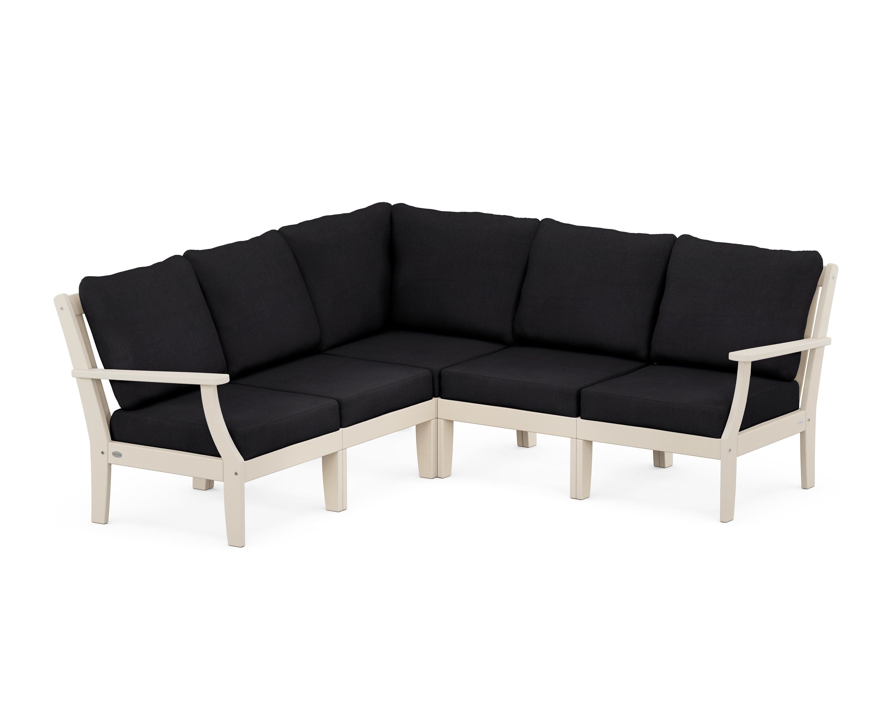 POLYWOOD® Braxton Modular 5-Piece Deep Seating Set in Sand / Midnight Linen