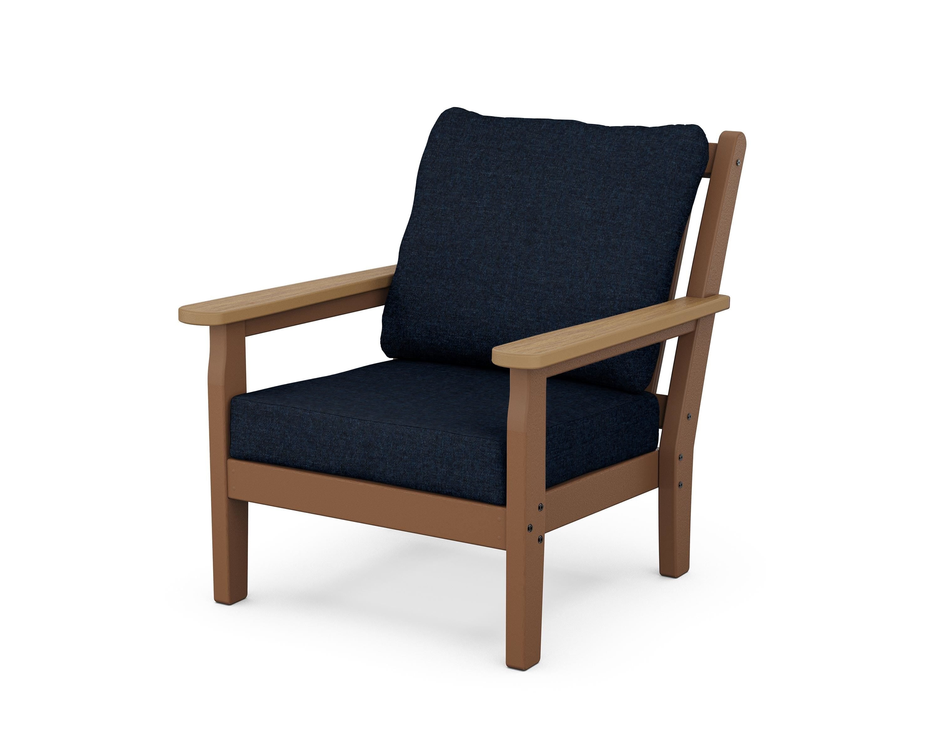 POLYWOOD® Chippendale Deep Seating Chair in Teak / Natural / Marine Indigo