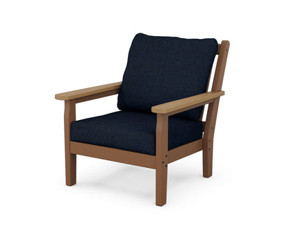 POLYWOOD® Chippendale Deep Seating Chair in Teak / Natural / Marine Indigo