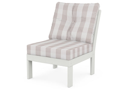 POLYWOOD® Vineyard Modular Armless Chair in Vintage White / Buffalo Plaid Dune Burlap